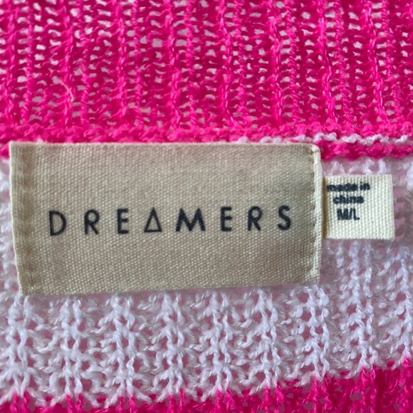 Dreamers Bright Pink and White Striped Sweater Size M/L NWT - Picture 9 of 10